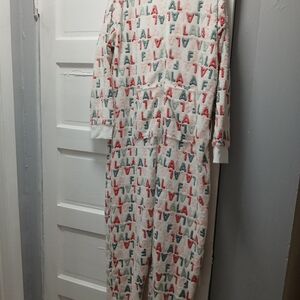 BearPaw Women's Festive Onesie - White with Red and Green Accents